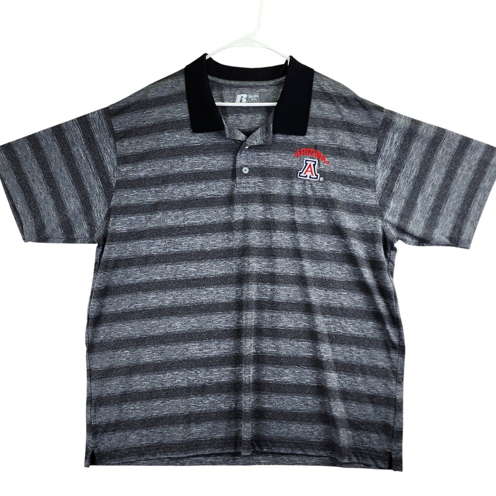 Russell Athletic Arizona‎ Wildcats Polo Shirt Mens 2XL Grey Striped Gameday NCAA